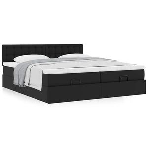 Οθωμανικό κρεβάτι με στρώματα Μαύρο 200x200cm Faux Leather - Pakobazaar
