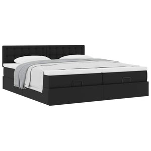 Οθωμανικό κρεβάτι με στρώματα Μαύρο 200x200cm Faux Leather - Pakobazaar