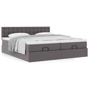 Οθωμανικό κρεβάτι με στρώματα Γκρι 200x200cm Faux Leather - Pakobazaar