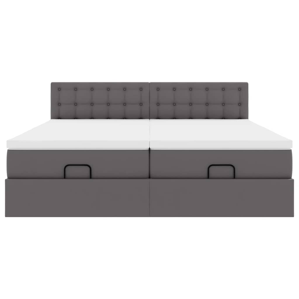 Οθωμανικό κρεβάτι με στρώματα Γκρι 200x200cm Faux Leather - Pakobazaar