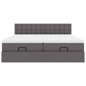 Οθωμανικό κρεβάτι με στρώματα Γκρι 200x200cm Faux Leather - Pakobazaar