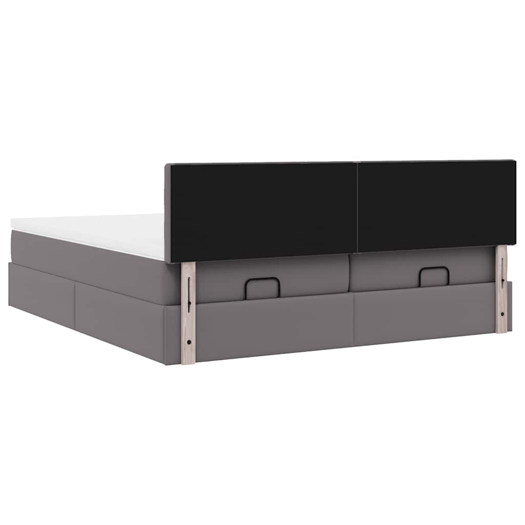Οθωμανικό κρεβάτι με στρώματα Γκρι 200x200cm Faux Leather - Pakobazaar