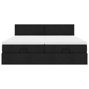 Οθωμανικό κρεβάτι με στρώματα Μαύρο 160x200cm Ύφασμα - Pakobazaar