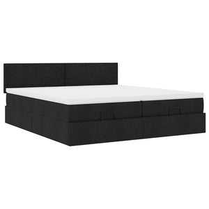 Οθωμανικό κρεβάτι με στρώματα Μαύρο 180x200cm Ύφασμα