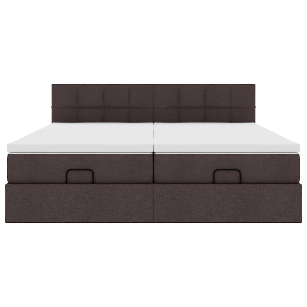 Οθωμανικό κρεβάτι με στρώματα Σκούρο καφέ 160x200cm ύφασμα - Pakobazaar