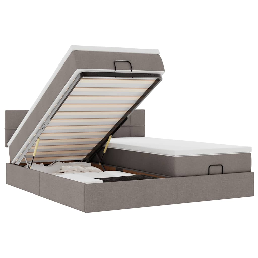 Οθωμανικό κρεβάτι με στρώματα Taupe 160x200cm ύφασμα