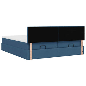 Οθωμανικό κρεβάτι με στρώματα μπλε 160x200cm ύφασμα