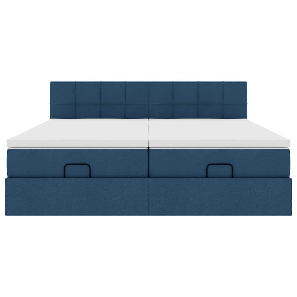 Οθωμανικό κρεβάτι με στρώματα μπλε 200x200cm ύφασμα - Pakobazaar