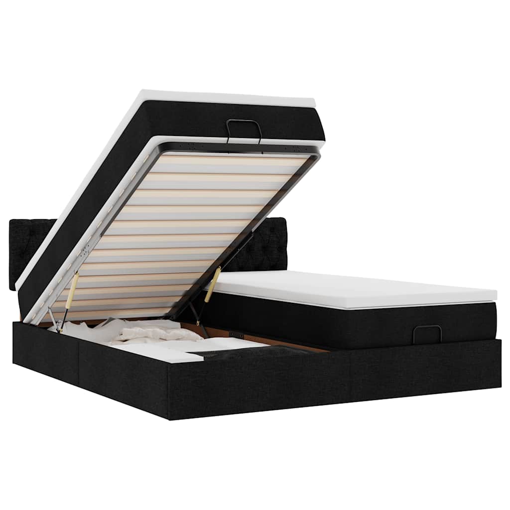 Οθωμανικό κρεβάτι με στρώματα Μαύρο 160x200cm Ύφασμα - Pakobazaar