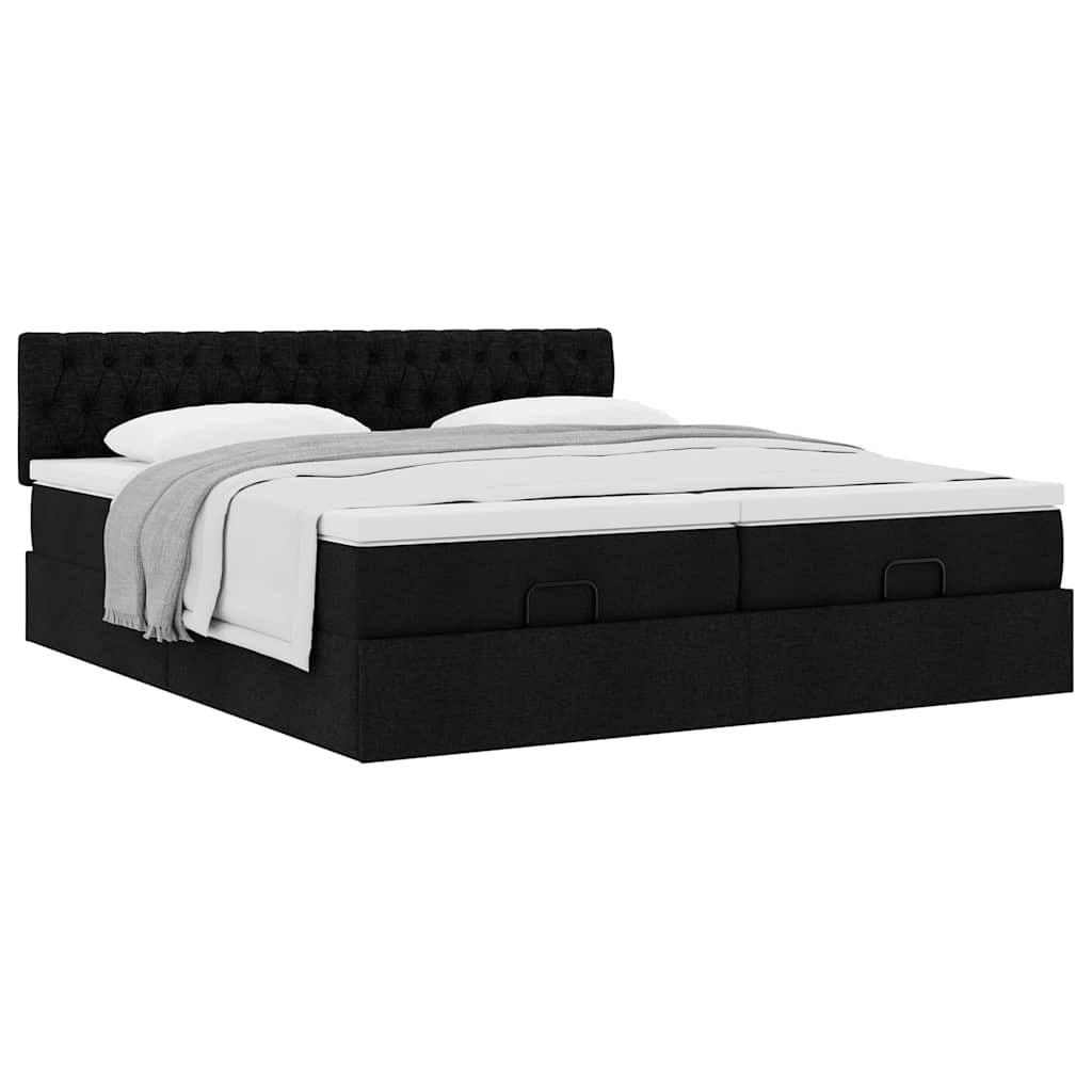 Οθωμανικό κρεβάτι με στρώματα Μαύρο 160x200cm Ύφασμα - Pakobazaar