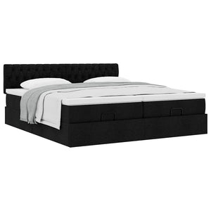Οθωμανικό κρεβάτι με στρώματα Μαύρο 160x200cm Ύφασμα - Pakobazaar