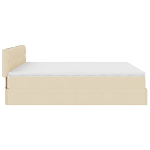 Οθωμανικό Κρεβάτι με Στρώματα Κρέμα 160x200cm Ύφασμα