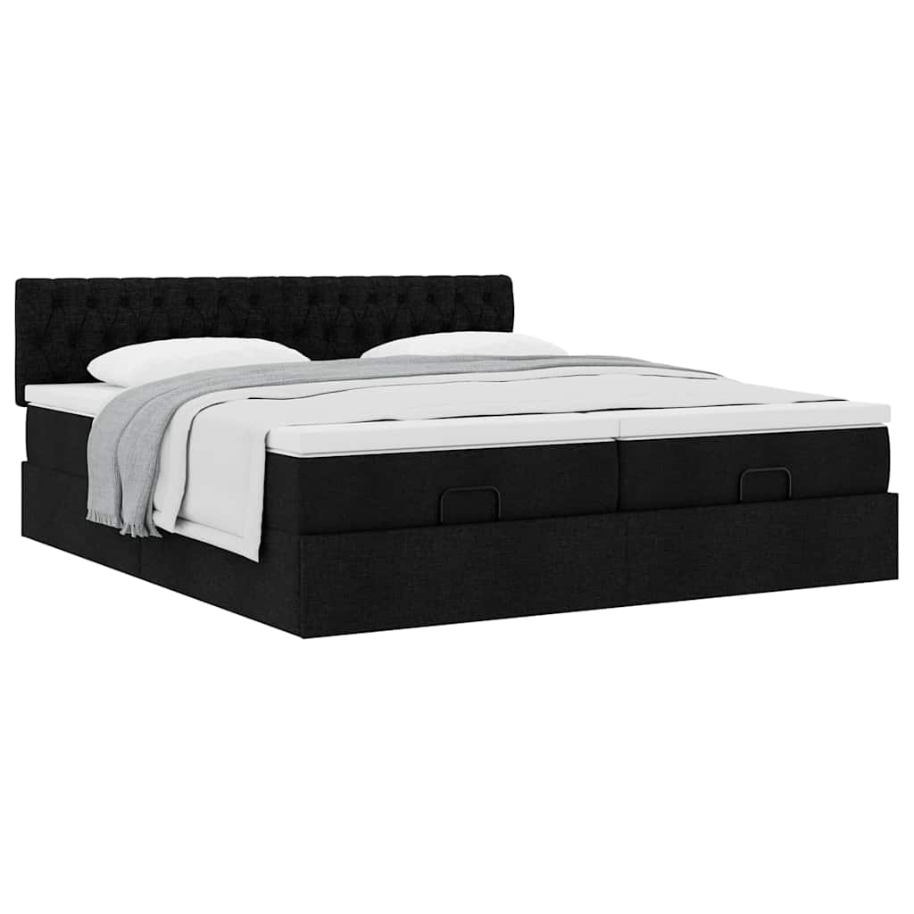 Οθωμανικό κρεβάτι με στρώματα Μαύρο 180x200cm Ύφασμα - Pakobazaar