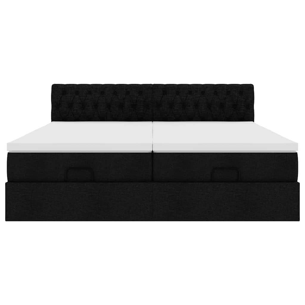 Οθωμανικό κρεβάτι με στρώματα Μαύρο 180x200cm Ύφασμα - Pakobazaar