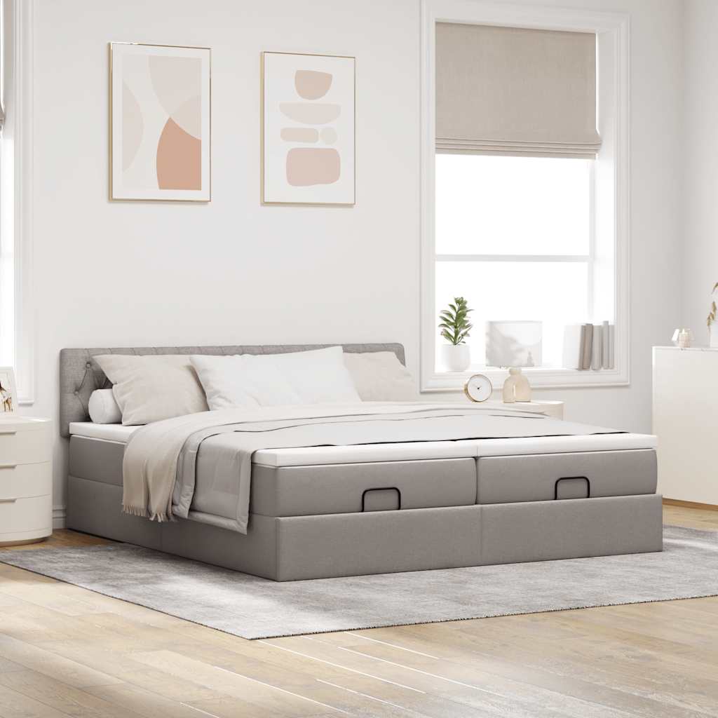 Οθωμανικό κρεβάτι με στρώματα Taupe 200x200cm ύφασμα - Pakobazaar