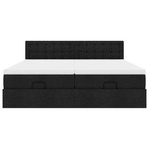 Οθωμανικό κρεβάτι με στρώματα Μαύρο 160x200cm Ύφασμα - Pakobazaar