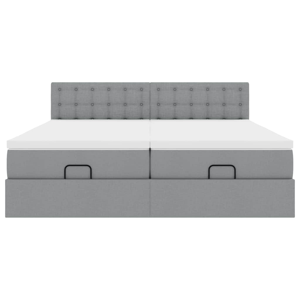 Οθωμανικό κρεβάτι με στρώματα ανοιχτό γκρι 180x200cm ύφασμα - Pakobazaar