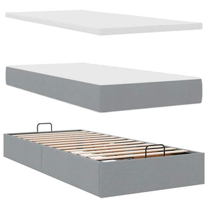Οθωμανικό κρεβάτι με στρώματα ανοιχτό γκρι 200x200cm ύφασμα - Pakobazaar
