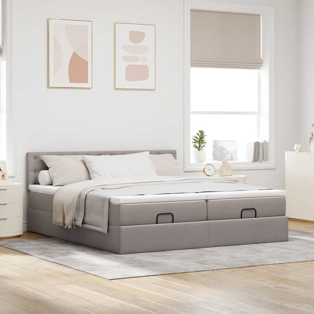 Οθωμανικό κρεβάτι με στρώματα Taupe 200x200cm ύφασμα