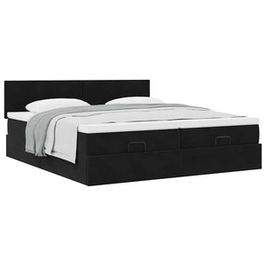 Οθωμανικό κρεβάτι με στρώματα Μαύρο 160x200cm Velvet