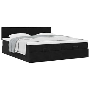 Οθωμανικό κρεβάτι με στρώματα Μαύρο 180x200cm Velvet - Pakobazaar