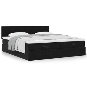 Οθωμανικό κρεβάτι με στρώματα Μαύρο 200x200cm Velvet