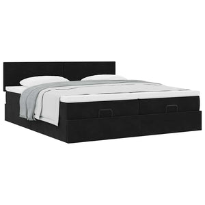 Οθωμανικό κρεβάτι με στρώματα Μαύρο 200x200cm Velvet