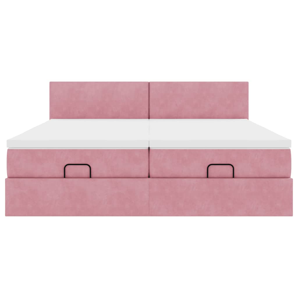 Οθωμανικό κρεβάτι με στρώματα ροζ 200x200cm Velvet - Pakobazaar