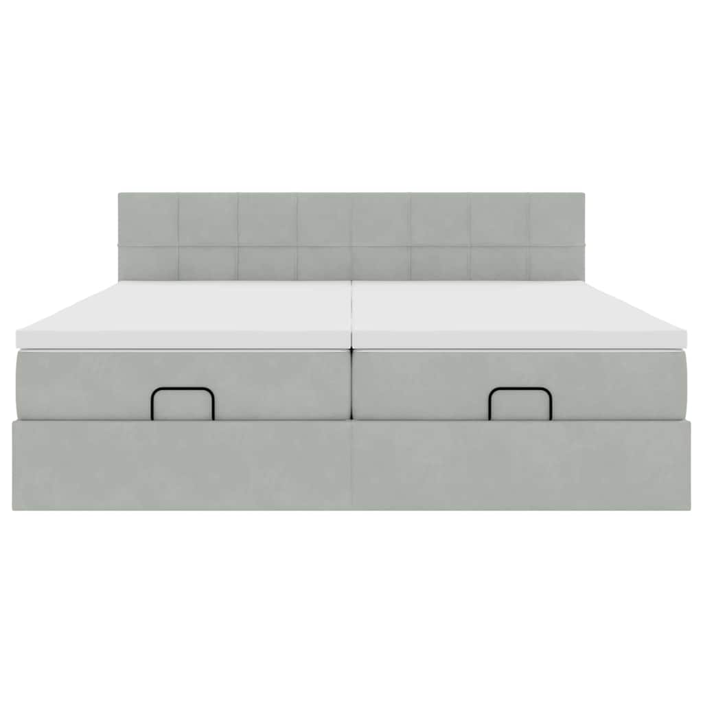 Οθωμανικό κρεβάτι με στρώματα ανοιχτό γκρι 160x200cm Velvet - Pakobazaar