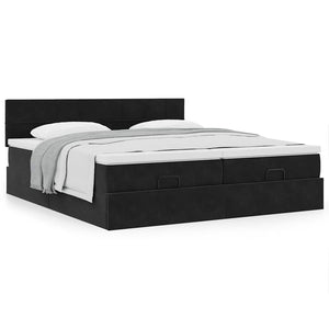 Οθωμανικό κρεβάτι με στρώματα Μαύρο 160x200cm Velvet - Pakobazaar