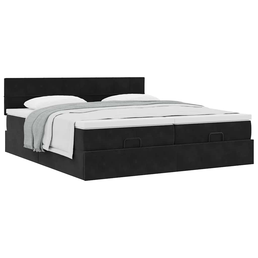 Οθωμανικό κρεβάτι με στρώματα Μαύρο 160x200cm Velvet - Pakobazaar