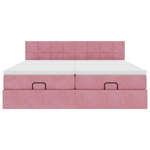 Οθωμανικό κρεβάτι με στρώματα ροζ 160x200cm Velvet - Pakobazaar