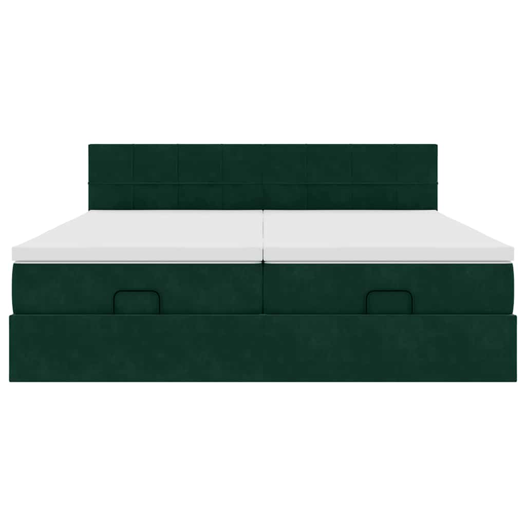 Οθωμανικό κρεβάτι με στρώματα Σκούρο πράσινο 180x200cm Velvet - Pakobazaar