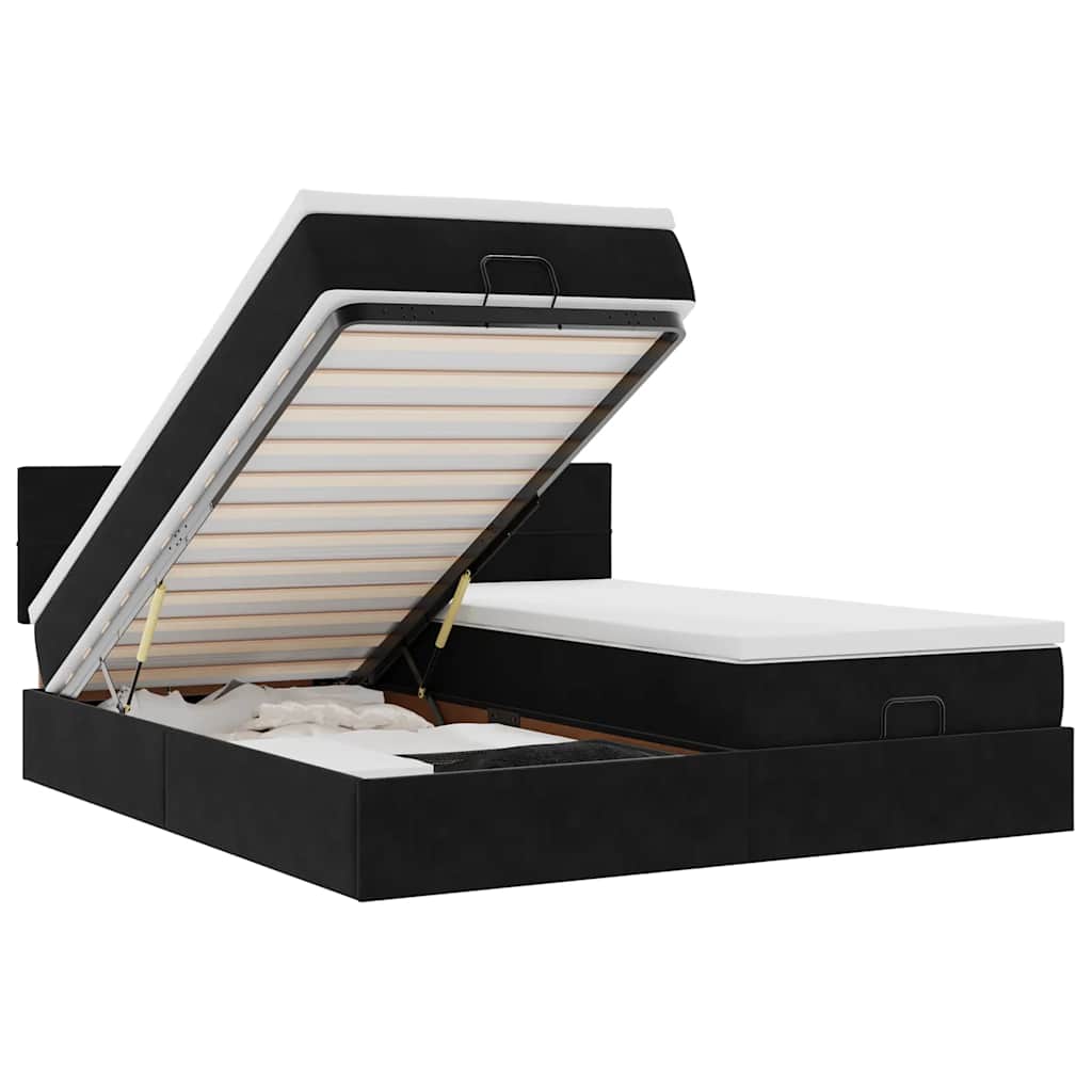 Οθωμανικό κρεβάτι με στρώματα Μαύρο 200x200cm Velvet