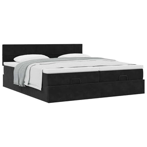Οθωμανικό κρεβάτι με στρώματα Μαύρο 200x200cm Velvet