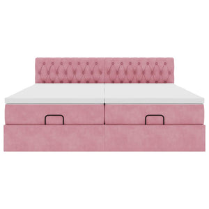 Οθωμανικό κρεβάτι με στρώματα ροζ 180x200cm Velvet - Pakobazaar