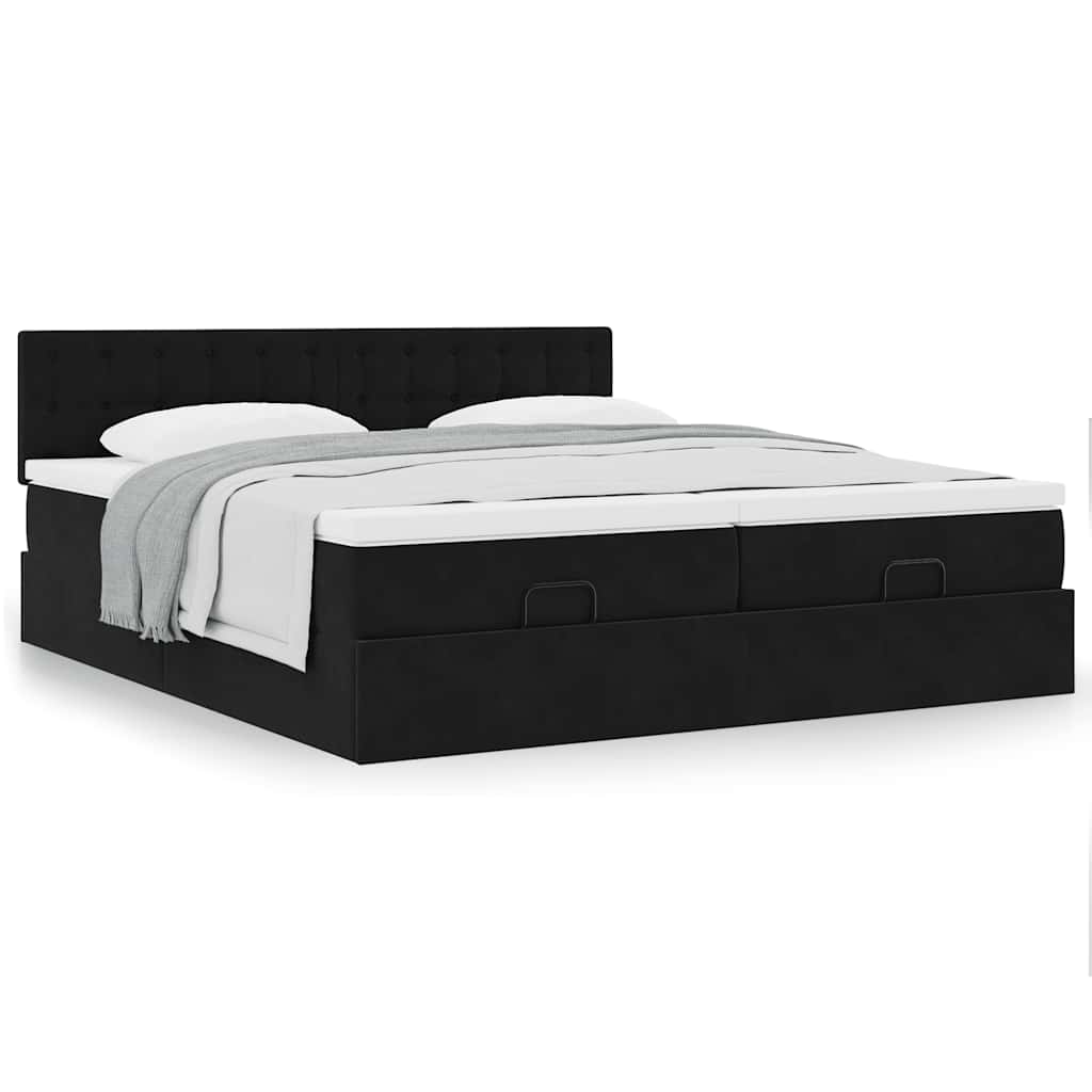 Οθωμανικό κρεβάτι με στρώματα Μαύρο 160x200cm Velvet - Pakobazaar