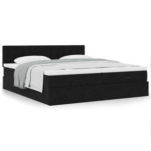 Οθωμανικό κρεβάτι με στρώματα Μαύρο 160x200cm Velvet - Pakobazaar