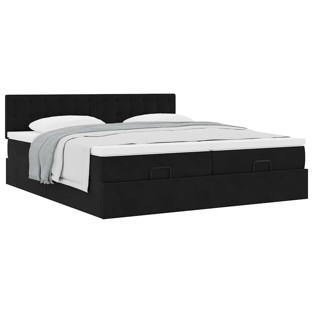 Οθωμανικό κρεβάτι με στρώματα Μαύρο 160x200cm Velvet - Pakobazaar