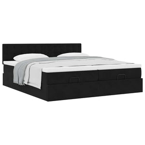 Οθωμανικό κρεβάτι με στρώματα Μαύρο 160x200cm Velvet - Pakobazaar