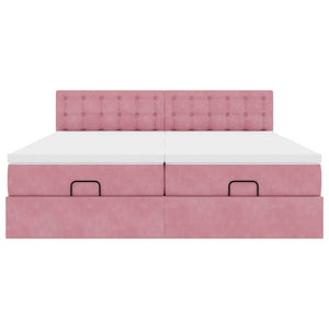 Οθωμανικό κρεβάτι με στρώματα ροζ 180x200cm Velvet - Pakobazaar