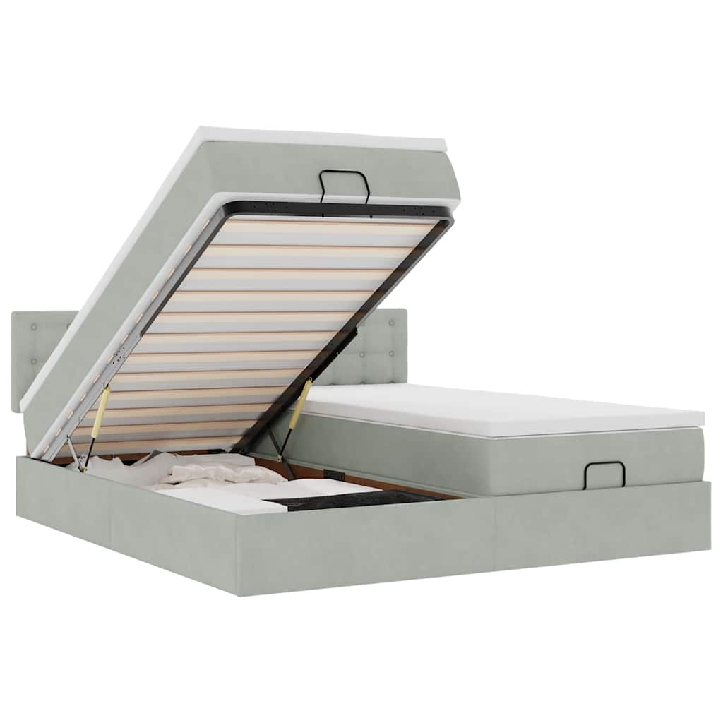 Οθωμανικό κρεβάτι με στρώματα ανοιχτό γκρι 200x200cm Velvet - Pakobazaar