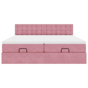 Οθωμανικό κρεβάτι με στρώματα ροζ 200x200cm Velvet - Pakobazaar