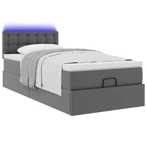 Οθωμανικό κρεβάτι με στρώματα & LEDs Γκρι 80x200cm Faux Leather - Pakobazaar
