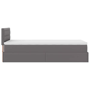 Οθωμανικό κρεβάτι με στρώματα & LEDs Γκρι 80x200cm Faux Leather - Pakobazaar
