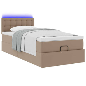 Οθωμανικό κρεβάτι με στρώματα & LEDs Cappuccino Faux Leather - Pakobazaar