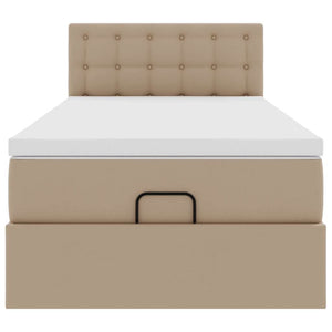Οθωμανικό κρεβάτι με στρώματα & LEDs Cappuccino Faux Leather - Pakobazaar