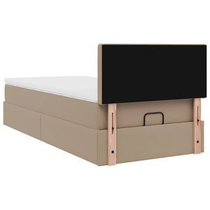 Οθωμανικό κρεβάτι με στρώματα & LEDs Cappuccino Faux Leather - Pakobazaar