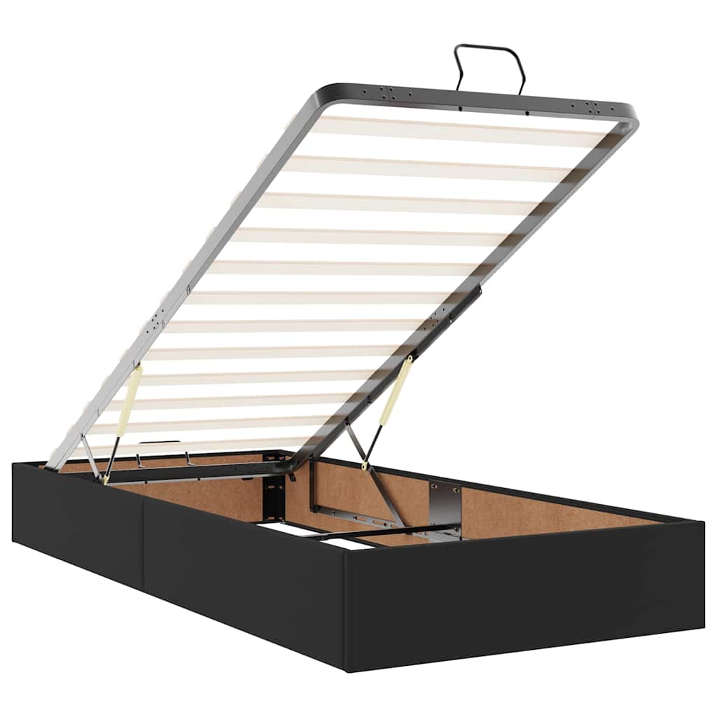 Οθωμανικό κρεβάτι με στρώματα & LEDs Μαύρο Faux Leather