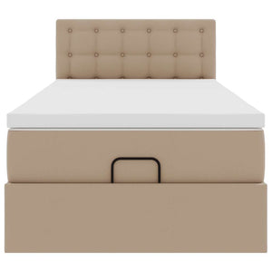 Οθωμανικό κρεβάτι με στρώματα & LEDs Cappuccino Faux Leather - Pakobazaar